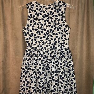 Navy Blue and White Embroidered Dress